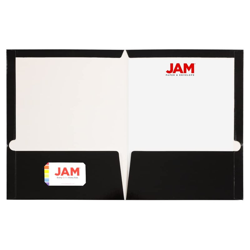 JAM PAPER Laminated Two Pocket Glossy School Folders - Letter Size - High Gloss Black - 6/Pack - Image 2